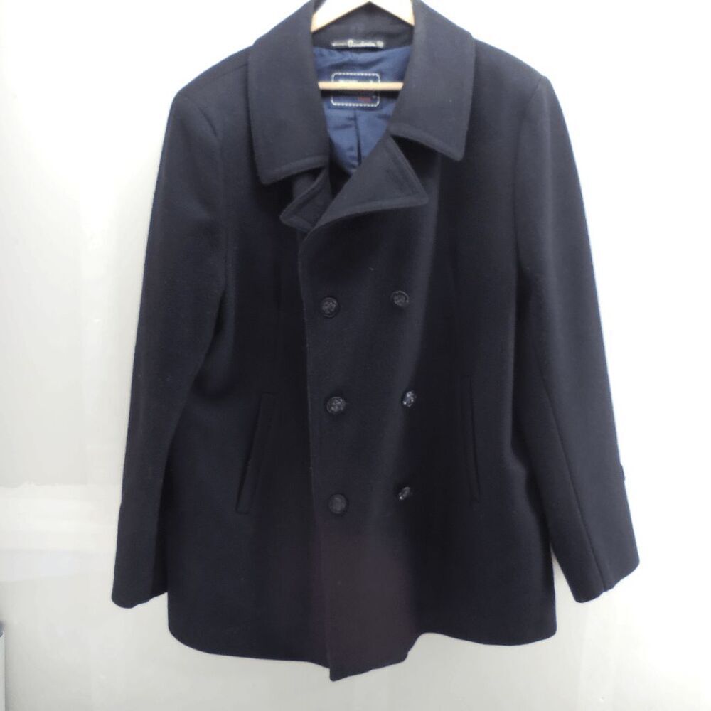 Michel Beaudouin Peacoat Navy Blue Mens Size 56 Wool Blend Captains Coat Tintin